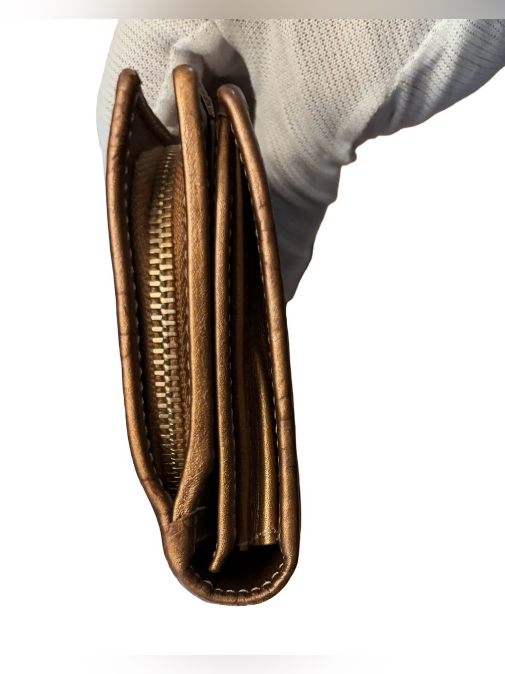 Authentic Gucci Guccissima Continental Wallet- Metallic Bronze Leather w/COA - Picture 6 of 14